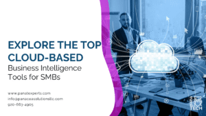 Dashboard showing cloud-based business intelligence tools helping SMBs analyze business data and improve decision-making.