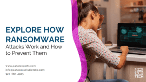 Ransomware attack showing encrypted files and cybersecurity protection