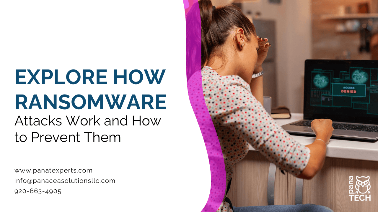 Ransomware attack showing encrypted files and cybersecurity protection